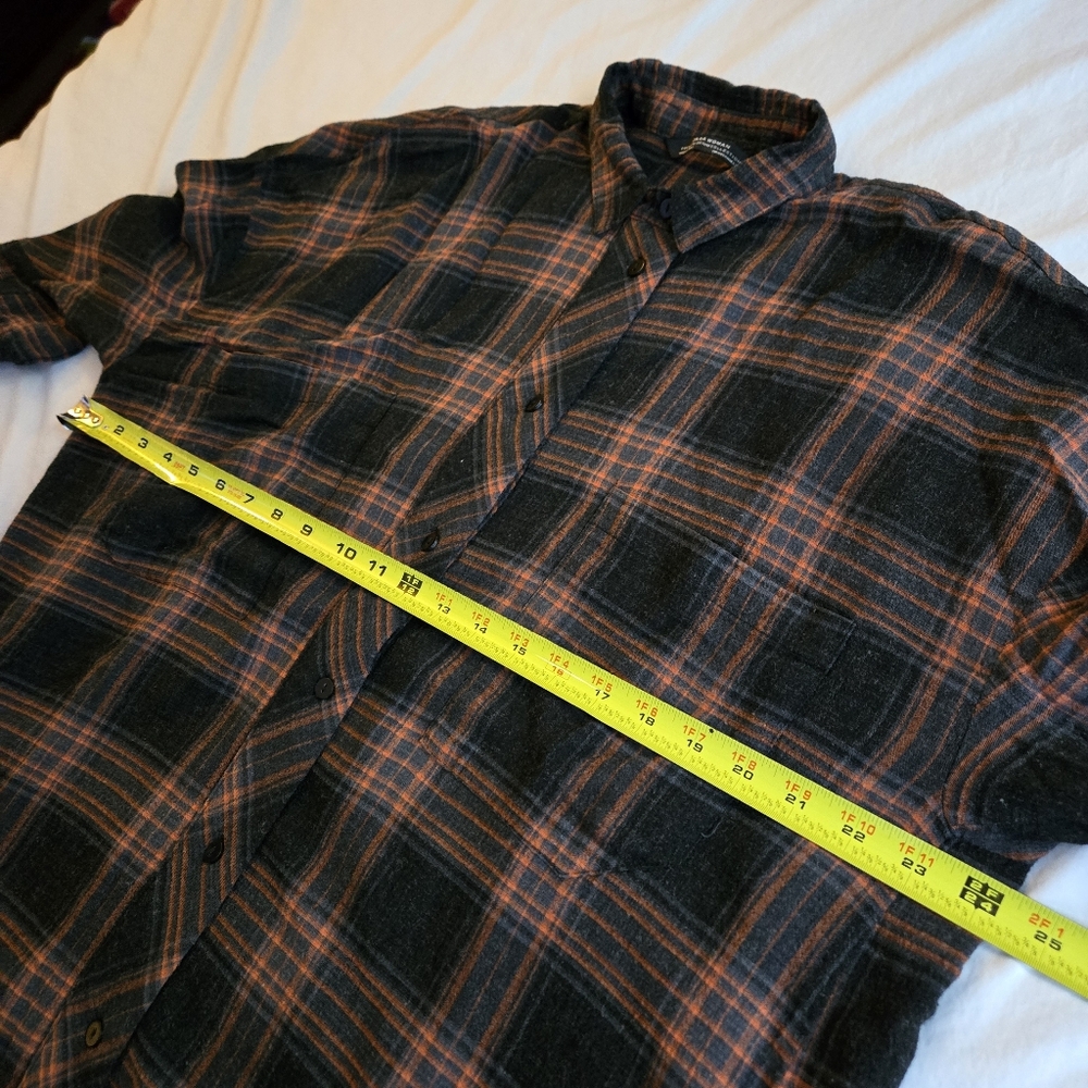 ZARA PREMIUM sz M Women's orange & black flannel tunic grunge y2k shirt dress - Picture 6 of 8